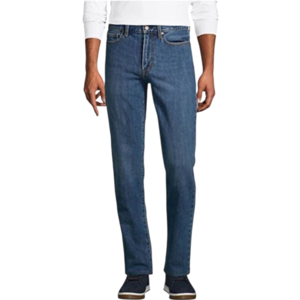 NWT Lands' End Men's Traditional Tapered Light Indigo Jeans Size 37 x 30